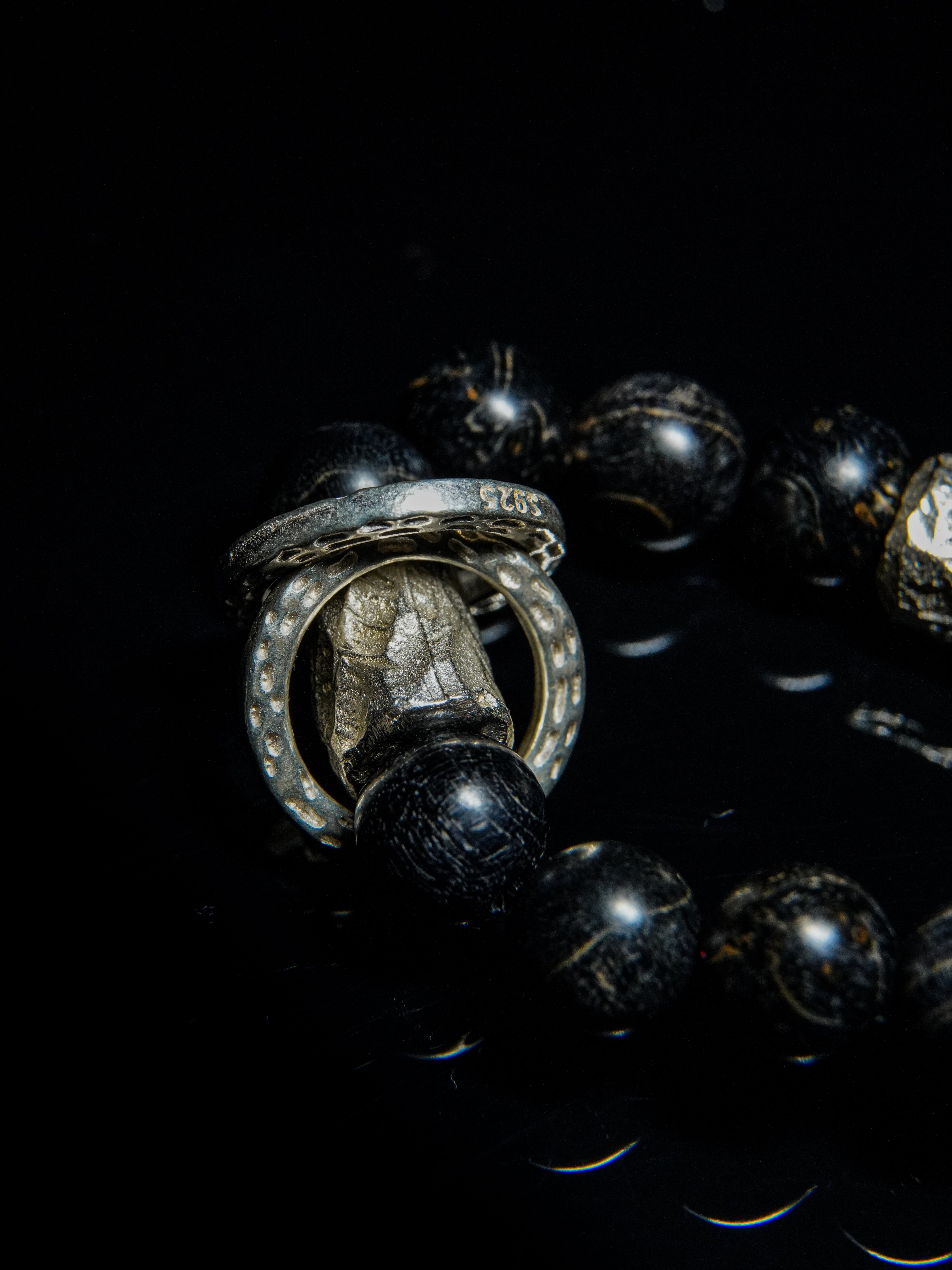 25 year series stabilized wood bracelet | black X