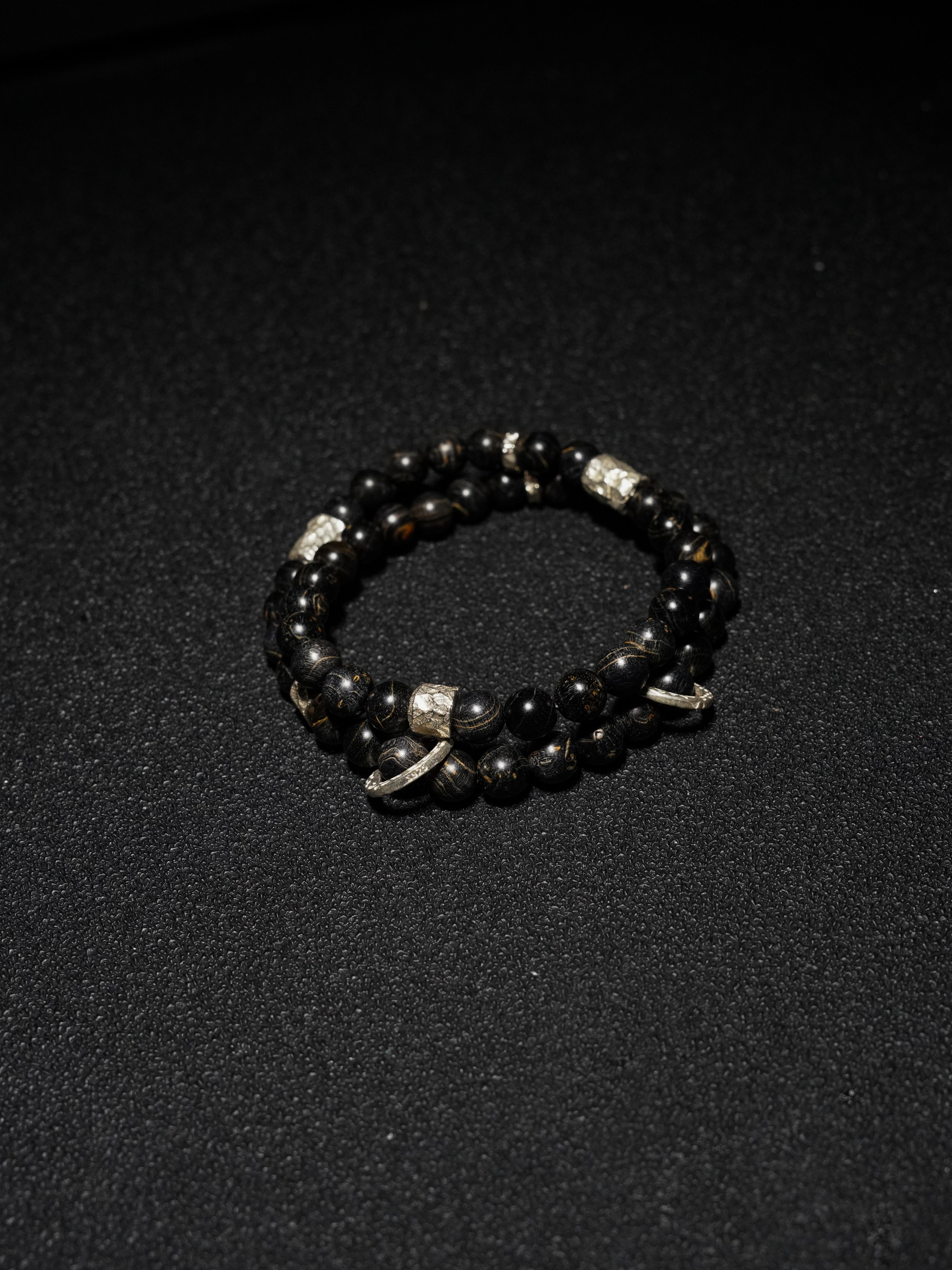 25 year series stabilized wood bracelet | black X