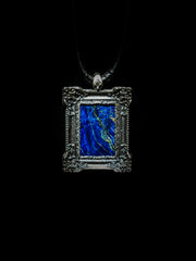 25 year series stabilized wood necklace | blue H