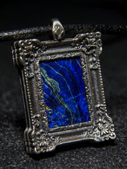 25 year series stabilized wood necklace | blue H