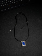 25 year series stabilized wood necklace | blue H