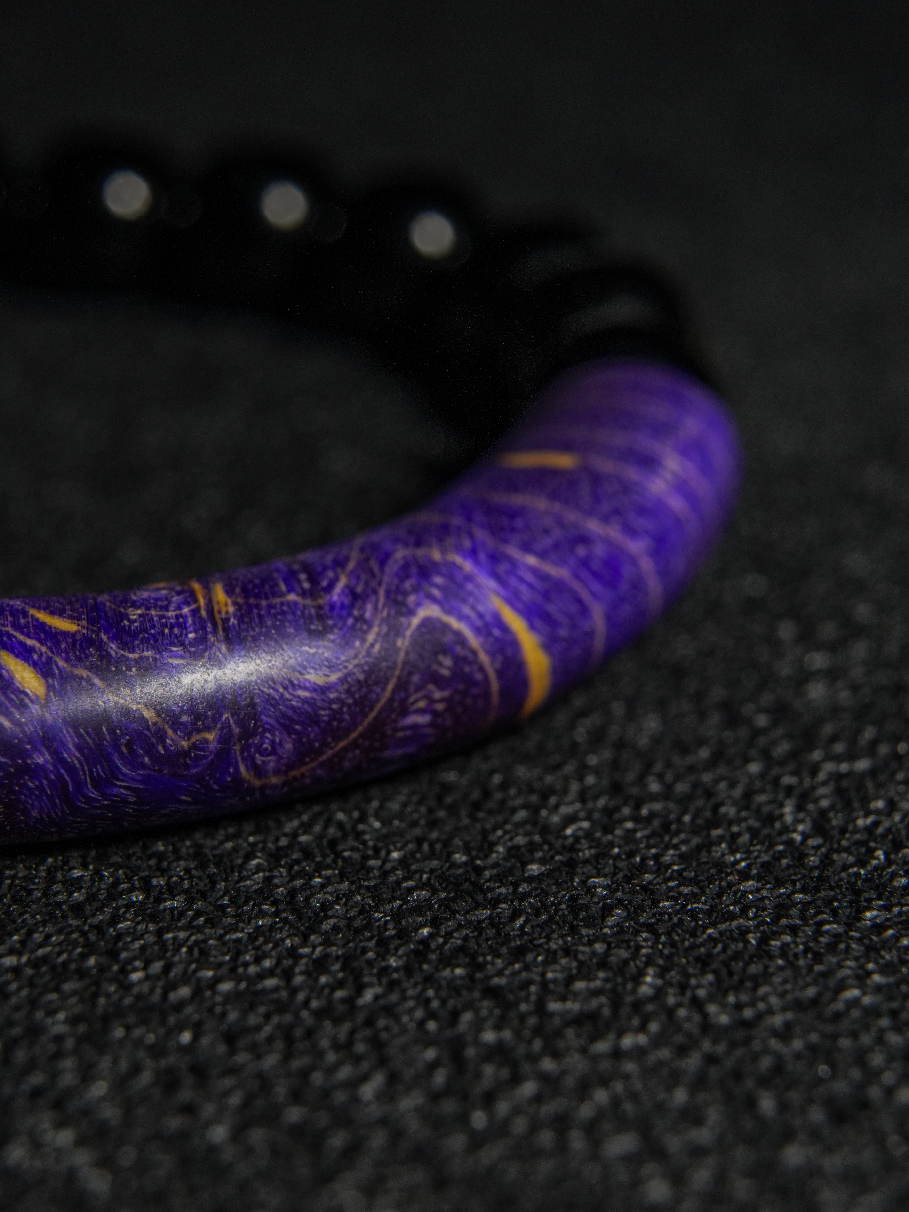 25 year series stabilized wood bracelet | Purple bowstring