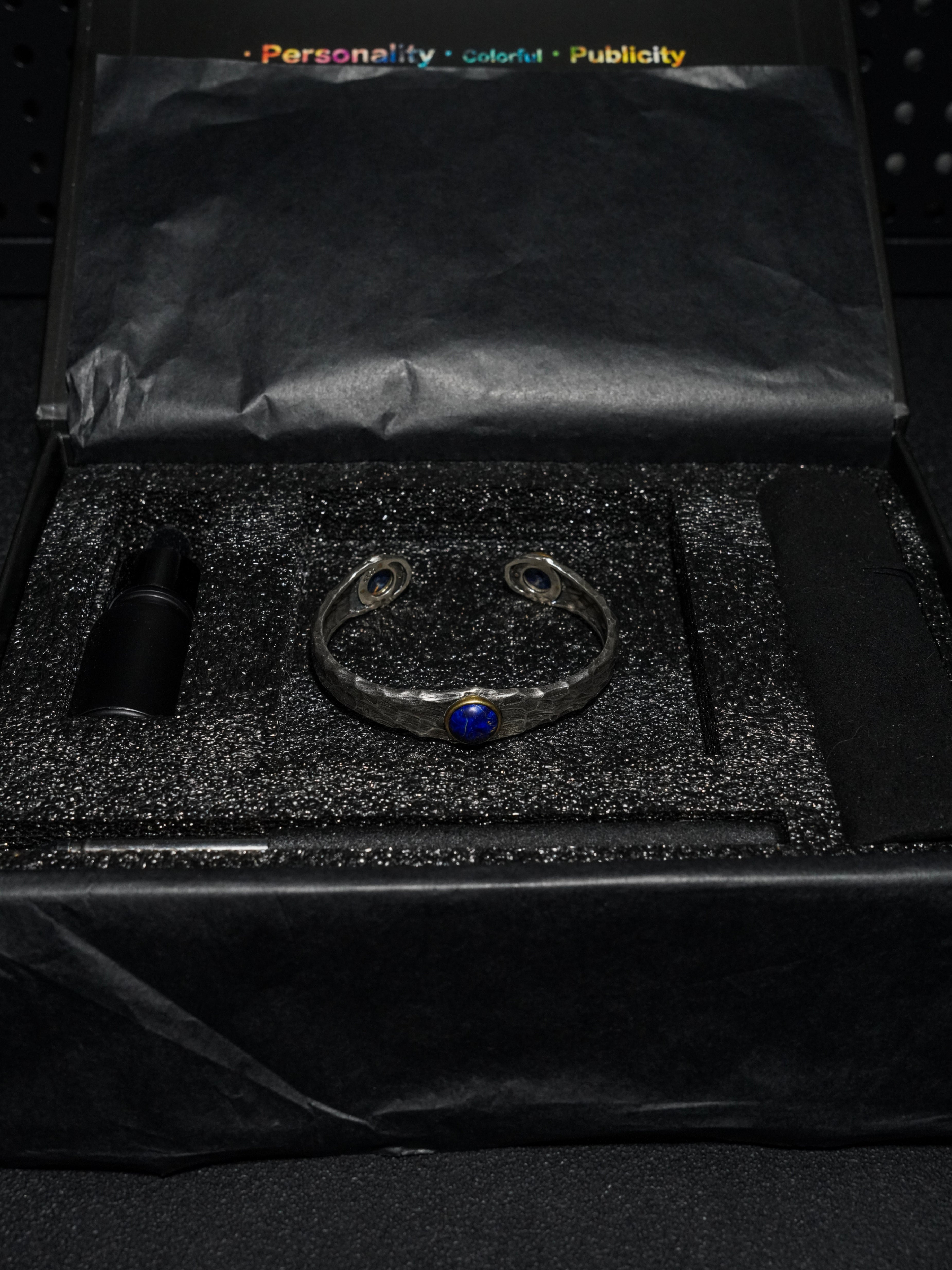 25 year series stabilized wood bracelet | blue XC